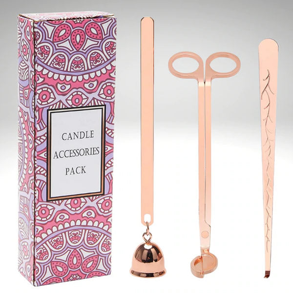 Candle Care Kit With Wick Trimmer, Wick Dipper, and Candle Snuffer - Rose Gold
